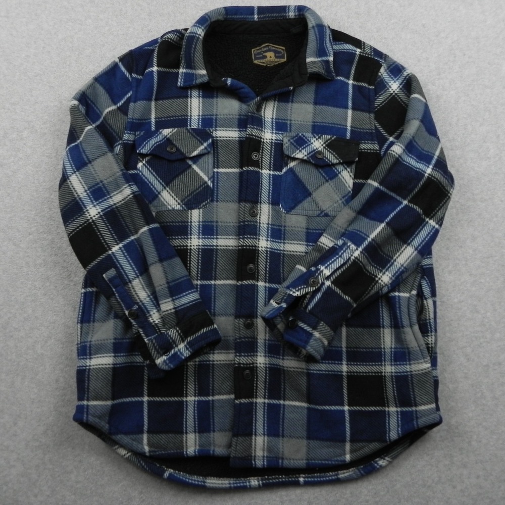 Freedom Foundry Fleece Shirt Jacket Mens XL Shacket Button Up Plaid Long Sleeve